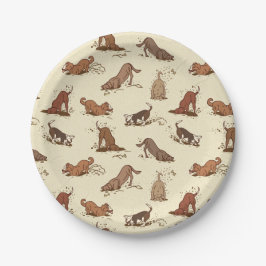Dirt Digging Dogs - strandvakantie patroon. Papieren Bordje