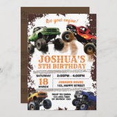 Dirt Monster Camion Invitation Anniversaire (Devant / Derrière)