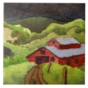 Dirt road to red valley barn and hill country boer tegeltje