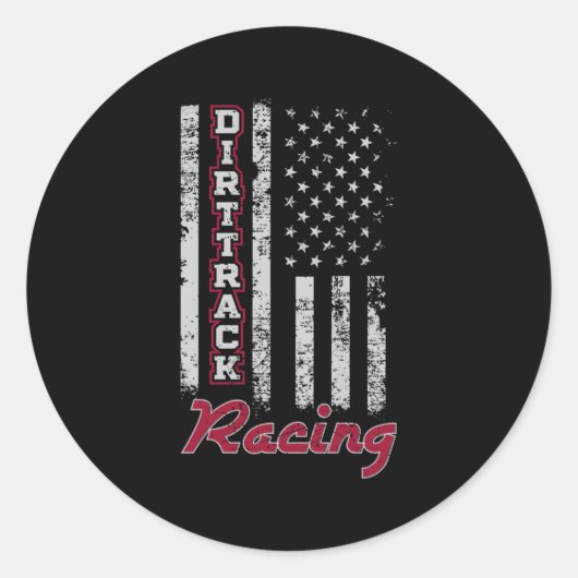 Dirt Track Racing American Flag Ronde Sticker (Voorkant)