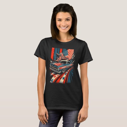 Dirt Track Racing Automobile Race American Indepen T-shirt (Voorkant volledig)