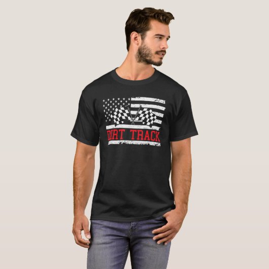 Dirt Track Racing Flag Car Racer Drag Turbo T-shirt (Voorkant volledig)