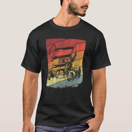 Dirt Track Racing Sprint Car  Retro T-shirt (Voorkant)