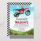 Dirt vélo invitation fête d'anniversaire (Devant / Derrière)