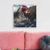 Dirte fietserrider gooit kussen canvas afdruk (Insitu (Woonkamer))