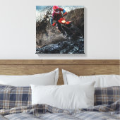 Dirte fietserrider gooit kussen canvas afdruk (Insitu (Slaapkamer))