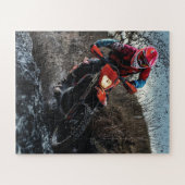 Dirte fietserrider gooit kussen legpuzzel (Horizontaal)