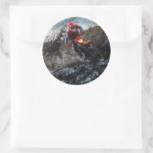 Dirte fietserrider gooit kussen ronde sticker (Tas)
