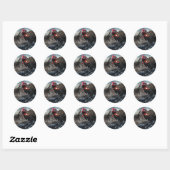 Dirte fietserrider gooit kussen ronde sticker (Vel)