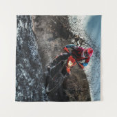 Dirte fietserrider gooit kussen wandkleed (Voorkant (horizontaal))