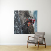 Dirte fietserrider gooit kussen wandkleed (In Situ (horizontaal))