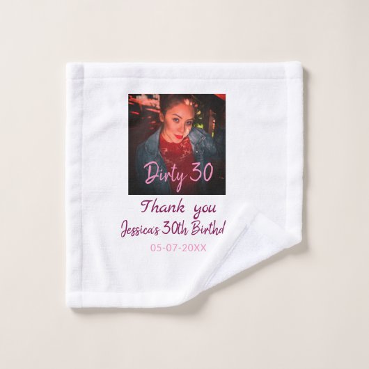 Dirty 30 Anniversaire ajouter nom rose ajouter dat (Gant de toilette)