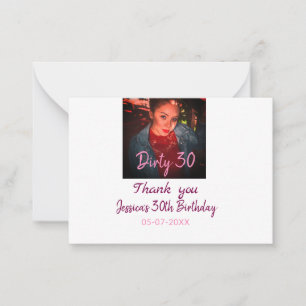 Dirty 30 Birthday voeg naam toe roze voeg foto dat Notitiekaartje