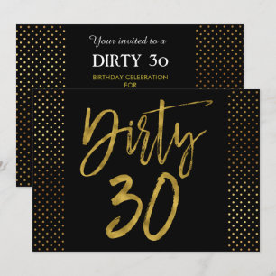 Dirty 30 Gold Foil Birthday Invitation Kaart