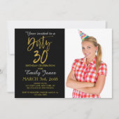 Dirty 30 Gold Foil Invitation Anniversaire (Devant)