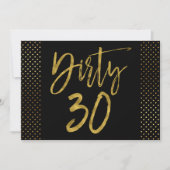 Dirty 30 Gold Foil Invitation Anniversaire (Devant)