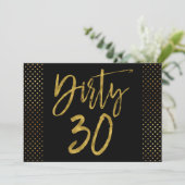 Dirty 30 Gold Foil Invitation Anniversaire (Debout devant)