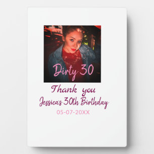Dirty 30 verjaardag naam toevoegen roze foto datum fotoplaat