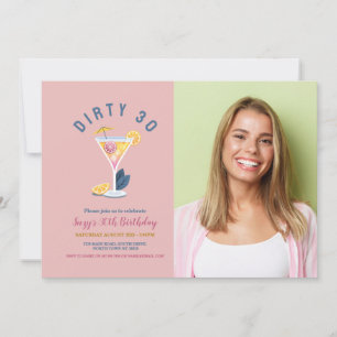 Dirty 30 vrouwen Verjaardag Dertig cocktails Foto Kaart