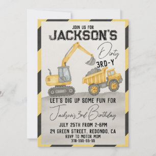 Dirty 3e année Construction Invitation d'anniversa