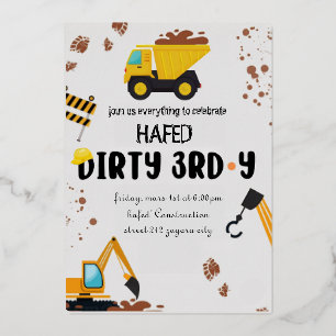 Dirty 3e année Troisième anniversaire Invitation
