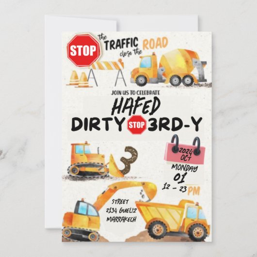 Dirty 3e année Troisième anniversaire Invitation (Devant)