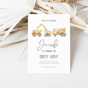 Dirty 3rd-y Bouwthema Verjaardagsuitnodiging Kaart