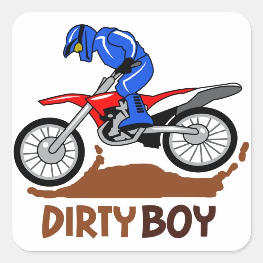 Dirty Boy Motocross Vierkante Sticker (Voorkant)