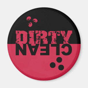 Dirty/Clean Dishwas Magnet Black en Red Magneet