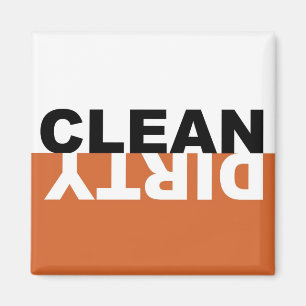 Dirty Clean Dishwasher Oranje Magnet Magneet