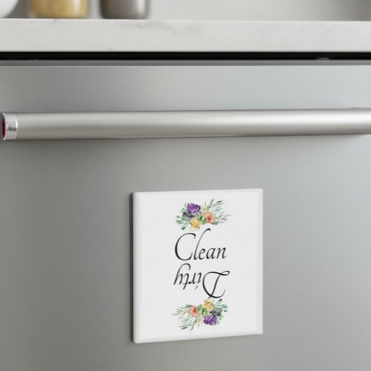 Dirty Clean Dishwasmachine Magnet Floral Flowers Magneet