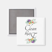 Dirty Clean Dishwasmachine Magnet Floral Flowers Magneet (Voorkant / Achterkant)