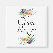 Dirty Clean Dishwasmachine Magnet Floral Flowers Magneet (Voorkant)