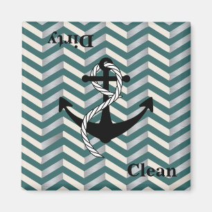 Dirty Clean Nautical Chevron Dishwasher Magnet Magneet