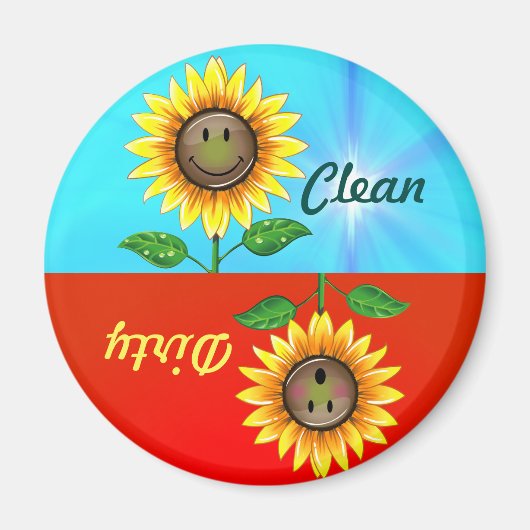 Dirty Clean Sunflower Dishwasher Status Magnet Magneet (Voorkant)