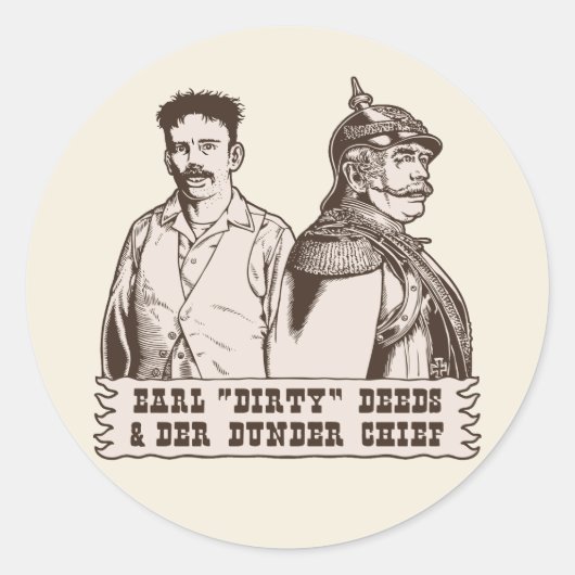 Dirty Deeds & Der Dunder Chief Ronde Sticker (Voorkant)