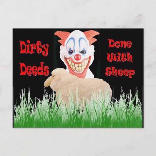 Dirty Deeds met Sheep Briefkaart (Voorkant)