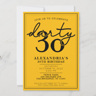 Dirty Derty - 30th Birthday Party Invitation Kaart