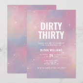 Dirty Derty Pink Galaxy Birthday Uitnodiging (Voorkant / Achterkant)