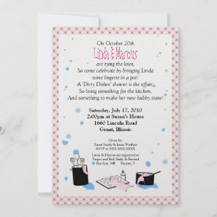 'Dirty Dishes' Bridal Shower Invitation (Lingerie) Kaart
