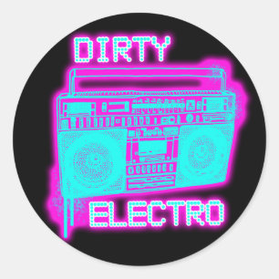 DIRTY ELECTRO dansclub DJ meisjes en jongens neon Ronde Sticker