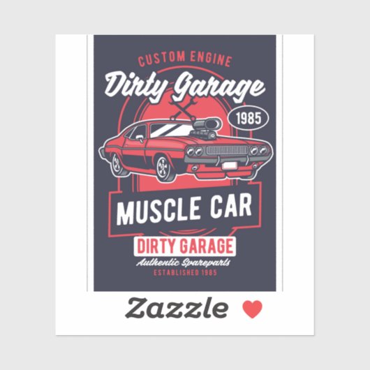Dirty Garage Muscle Car Club Sticker (Vel)
