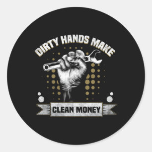 Dirty Hands maakt geld schoon Ronde Sticker