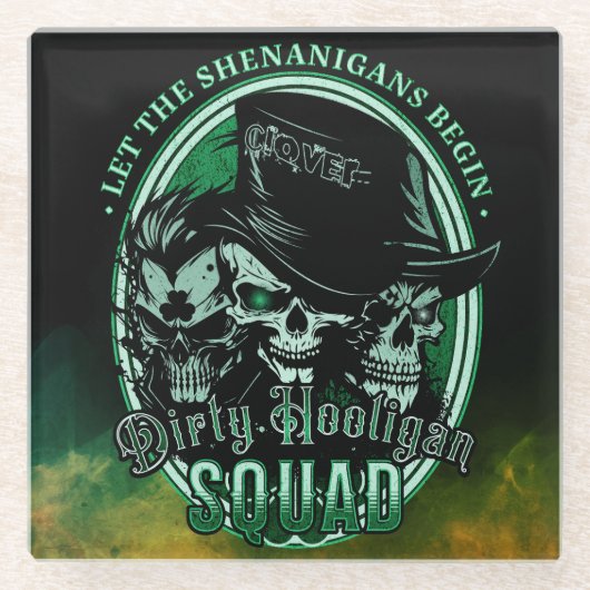 Dirty Hooligan Squad Glazen Onderzetter (Voorkant)