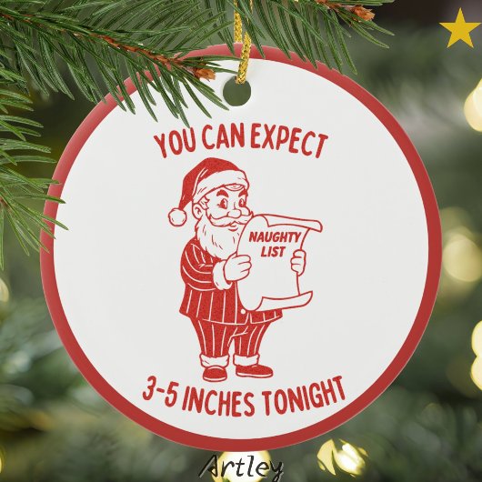 Dirty Joke Retro Style Naughty Santa Christmas Keramisch Ornament