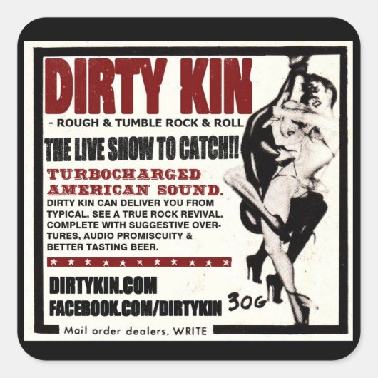 Dirty Kin Retro Vierkante Sticker (Voorkant)