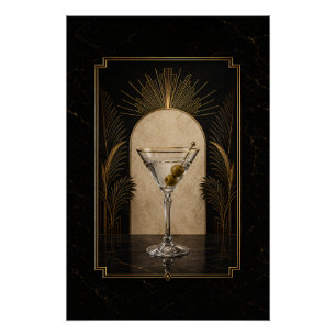 Dirty Martini Art Deco Poster Printbare Thuisbar Perfect Poster