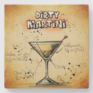 Dirty Martini Bartender Drink Recipe Stenen Onderzetter