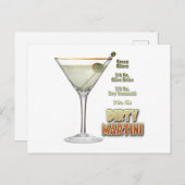 Dirty Martini Cocktail Recipe Art Briefkaart (Voorkant / Achterkant)