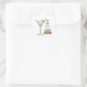 Dirty Martini Cocktail Recipe Art Vierkante Sticker (Tas)